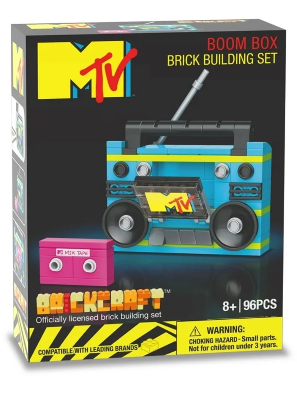 MTV Retro Boom Box Brick Set - Blue, Black & Pink Accents - 96 Piece Puzzle